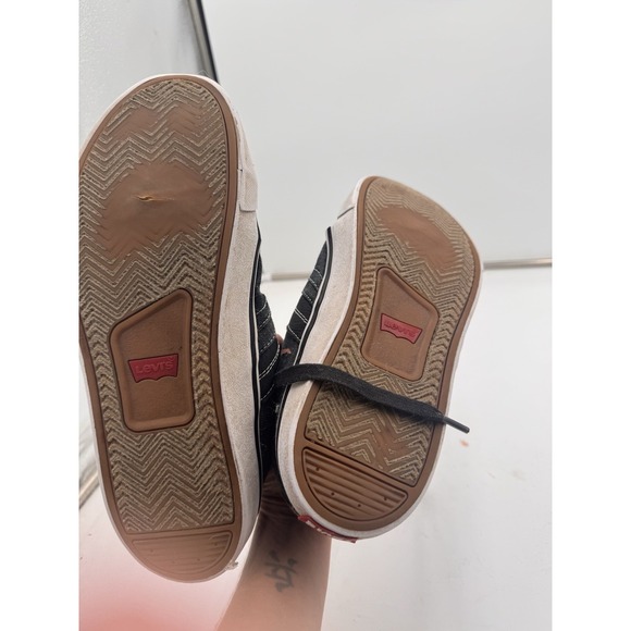 Levis Shoes Mens Size 11 Black Denim Upper Low Top Sneakers Skater Grunge Goth - Picture 4 of 8